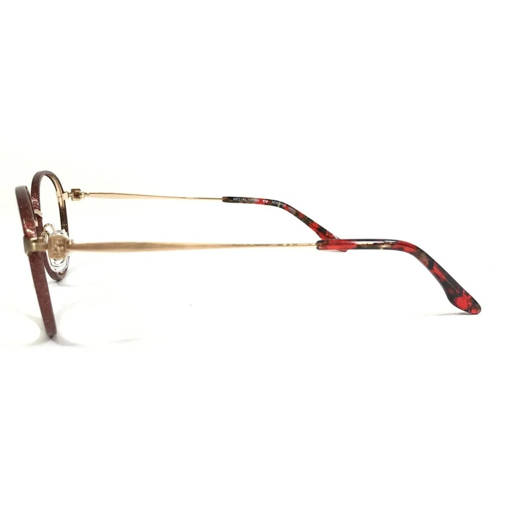BCBGMAXAZRIA Eyeglasses Frames ADELINA Red Sparkly Glitter Gold Round 49-18-135